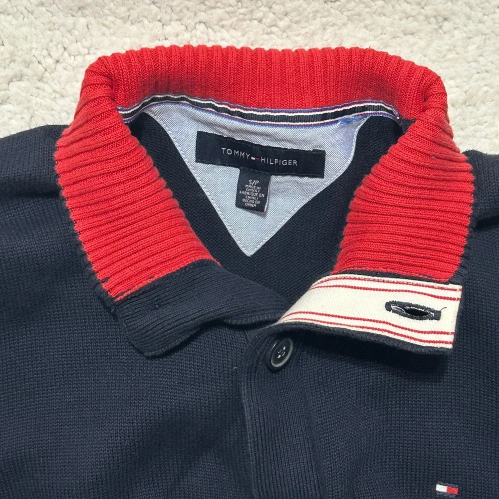 Tommy Hilfiger‎ Men Chunky Sweater S Button Mock Neck Nautical Preppy Old Money